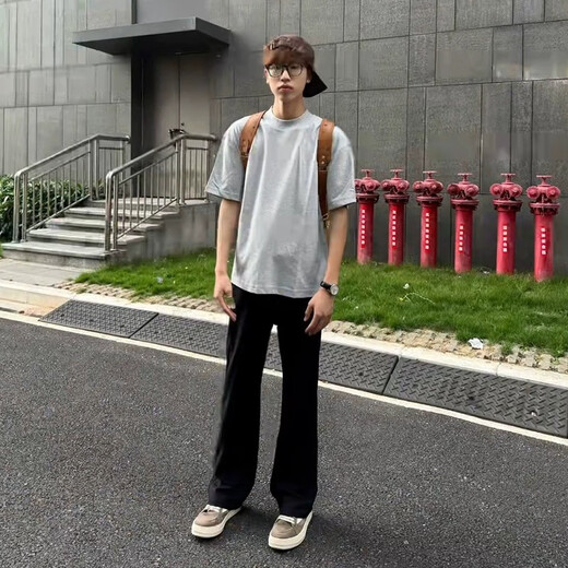 迪伽达黑色牛仔裤子男士夏季新款美式vibe弯刀高街cleanfit直筒微喇长裤 DFFS-701黑色 S