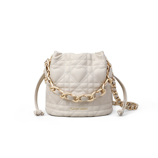 
AnySmic international first-line brand new fashionable Korean style chain bucket handbag small carry bag one-shoulder crossbody bag beige white