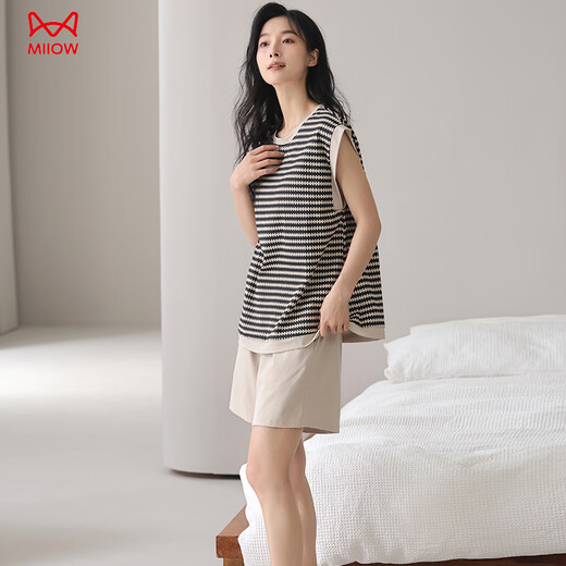 Cat man [gift for girlfriend] Women's pajamas with breast pads, summer sleeveless vest home clothing set, can be worn outside with thin style new style