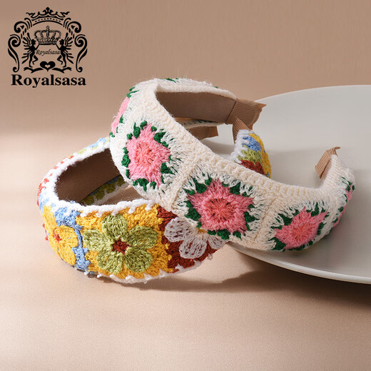 Royal sasa royal salsa embroidered headband women's face-showing small hairpin high skull wide-brimmed headband French women's wool autumn and winter hair accessories