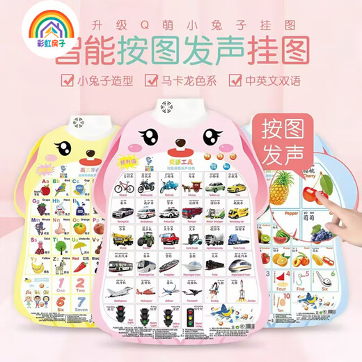 Rainbow House Pinyin Audio Wall Sticker Children's Cognitive Early Education Voice Child's Voice's Baby Regard sur Images Literacy Wall Sticker Zr 1 Photo [Reconnaître les gens]