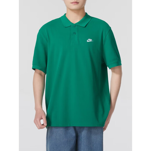 耐克（NIKE）短袖男装2025夏季新款运动服针织透气翻领POLO衫运动T恤休闲上衣 FN3895-365/绿色/刺绣小标 M
