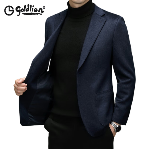 Jinlilai Wollanzug Jacke für Herbst und Winter Neugeschäft Casual Single Top Mulberry Seidenanzug Männer Flaggschiff offizielle SJ5558 Navy 2xl 185
