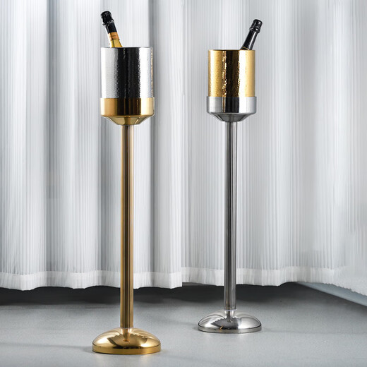 He Jiagong's new stainless steel champagne bucket thickened European-style metal ice bucket bar ktv wine chilled sample room soft decoration design silver scale pattern ice bucket set