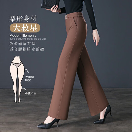 2024春秋新款百斯盾休闲裤女裤时尚百搭直简裤高腰宽松阔腿裤 9276a2f70黑色 26 S码
