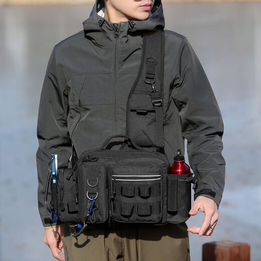 
Multifunctional Luer chest bag large waist bag tactical crossbody fishing fishing bag pole bag outdoor backpack black CP color