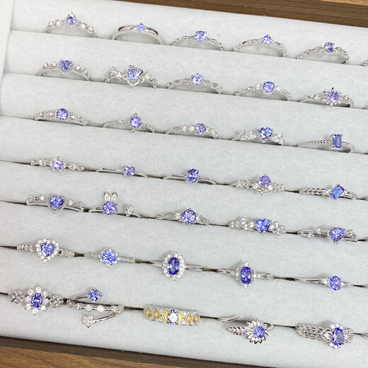 Zhuman (Zhuman) Old Phoenix Gold Store Tanzanite Collection Tanzanite One Whole S925 Silver Gem Tanzanite Ring J6189 Tanzanite ouverture réglable