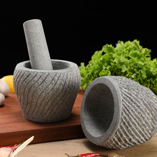 Manual garlic pounder stone natural household grinder chili garlic mashed pepper jar handmade garlic mortar handmade retro garlic pounder