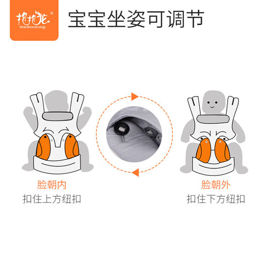 抱抱龙（BaoBaoLong）婴儿背带前抱式宝宝外出简易背巾新生儿童前后两用后背抱娃神器 透气款太空灰+围合式口水巾