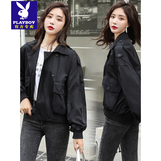 Playboy 2025 printemps et automne Nouveaux vêtements pour femmes coréens style décontracté étudiant femme mince veste courte veste tamisée féminine orange m