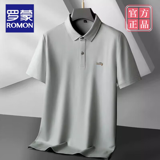 Romon (Romon) плюс жир плюс размером с мерсеризованным хлопковым бизнесом Polo рубашка мужская летняя футболка с короткими рукавами.
