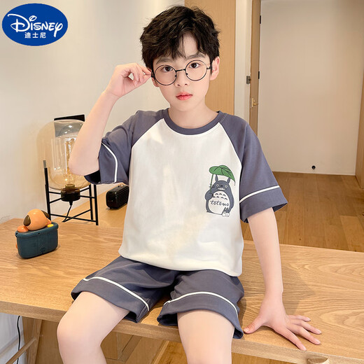Disney children's pajamas summer thin loose breathable short sleeve shorts two-piece set boy cute cartoon home clothing suit TN-short round-693# Come on, reader 170 size 8 recommended height 90-103CM