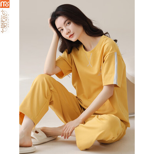 
Modal pajamas for women in summer 2025 new short-sleeved suit trousers all cotton can be worn on the outside thin cartoon home clothes Y9719 M (recommended 75-95Jin [Jin equals 0.5 kg])