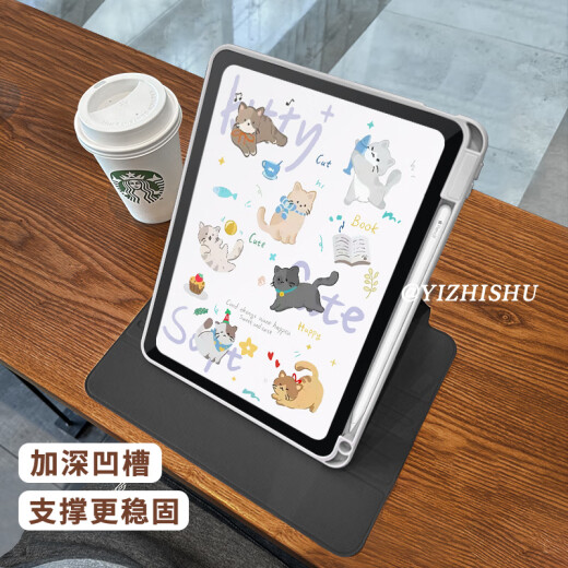纳柯万720度旋转支架适用华为matepad 11.5s平板壳2024新款pro11防弯Air12防摔SE11寸带笔槽儿童卡通可爱 【R6628粉兔】双面图-粉边-旋转三折式 华为MatePad Ai