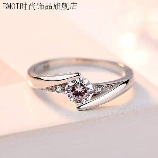BMOI999 sterling silver pure silver ring noble ring classic closed female ring Korean version diamond ring wedding ring inlaid with diamond ring No. 18 Fat Donglai same style