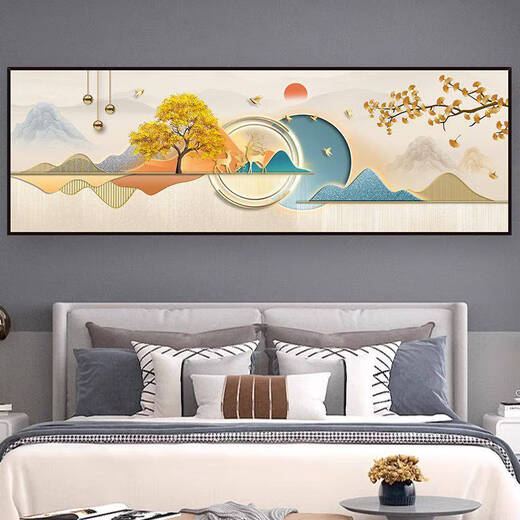 中掌柜金鹿迎福床头画卧室床头画自粘贴画墙贴宾馆客厅房间背景墙装饰壁 家和富贵TH-1391 宽90cmx高30cm