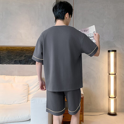 Arctic Velvet Sommer Herren-Pyjama für Sommerkamm-Kamm-Baumwollanzug Sommerhauskleidung 2025 neues Modell 9928 l Gewicht 100-120 Jin [Jin ist 0,5 kg]