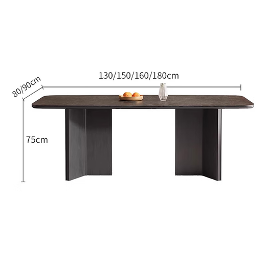 München leichte Luxus -Felsblocktisch Wohnzimmer Haushalt kleiner rechteckiger Esstisch und Stuhlkombination 7031# 1,3 m+4 Stühle