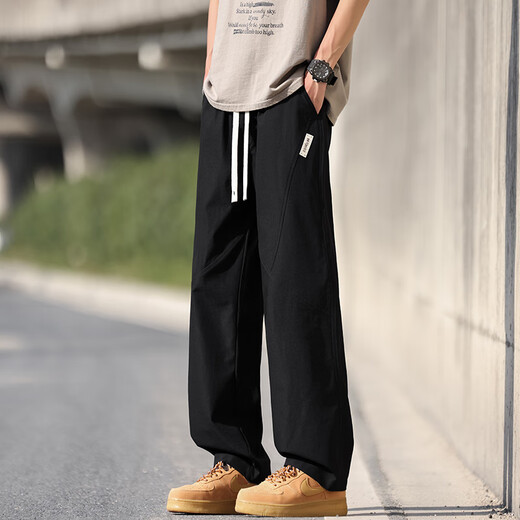 Seven Wolf summer ice silk pants for men's thin new style trendy loose straight pants for men's breathable casual quick-drying trousers for men K6636 Khaki 3XL about 155~175 Jin [Jin equals 0.5 kg] can be worn