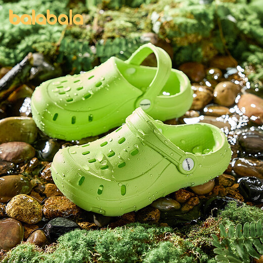 Balabala Kinderschuhe Kinder Hole Schuhe Mädchen Sandalen Jungen Pantoffeln 2025 Frühling Neue Schuhe Haus tragen grüne Ton 00344 17