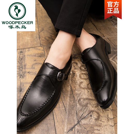 Woodpecker Business Herrenschuhe formale 2025 Four Seasons Britische Herren Spitze Zeh Casual Knickhaarstylist Nachtclub Retro Trendy Lederschuhe 3883 Brown 39 Standard Lederschuhe Größe