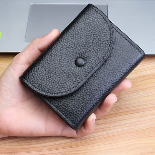 Tuzun Nouveau portefeuille de pièces ultra-minces pour la texture en cuir souple pour hommes courts mini-monnaie simple portefeuille pour le sac de cartes pour femmes portefeuille noir