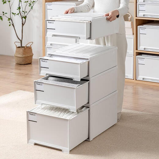 Armoire de rangement Sanqihu Type de garde-robe Boîte de rangement Boîte de rangement en plastique Armoire de rangement d'armoire de rangement simple 45-3523 Profondeur 45 * Largeur 35 * Hauteur 23cm White One-Pack Pure White Dirker Export Modèle d'exportation