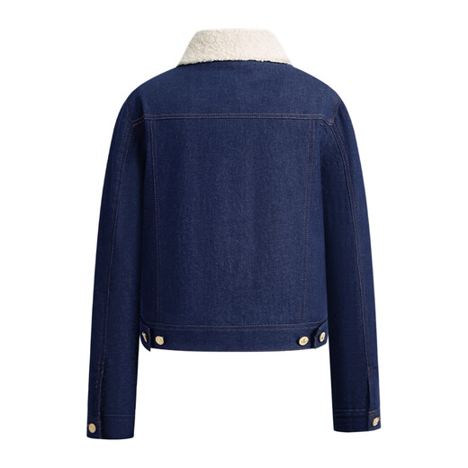 
Navigare Italian small sailing boat women's fur collar denim jacket 2025 autumn and winter new hot core warm velvet lapel warm jacket Night blue M