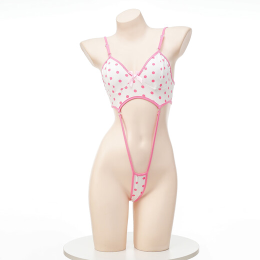 Body à pois sexy pyjamas Pajamas Sexy Girl Slim Bikini High-Square Sous-vêtements serrés C1049 Blanc [chaussettes non incluses] Single Taille