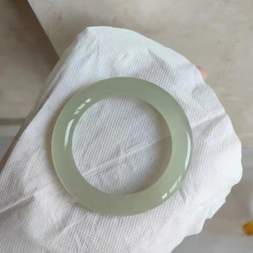 
Fat Donglai Xinjiang Hetian jade green white jade bracelet ice-type sunny water bracelet green jade sunny water bracelet gift for girlfriend 53-54mm fat round width 10mm