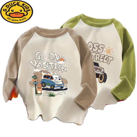 G.Duckkids Camisa de la base de cuello redondo de terciopelo alemán de los niños con ropa interior cálida de mangas largas de forma mediana de modales modernos de moda