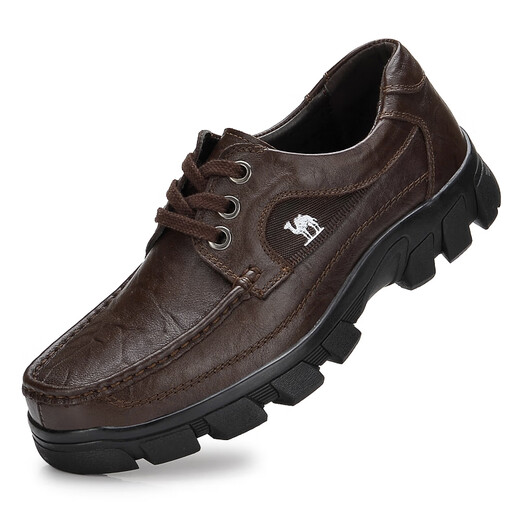Camel Ship Store Flag Broken Code Autumn Camel Men's Shoes Casual Leather Shoes Genuine Leather Breathable Business Shoes Soft Bottom Men's Medium Dark Brown 8869 40
