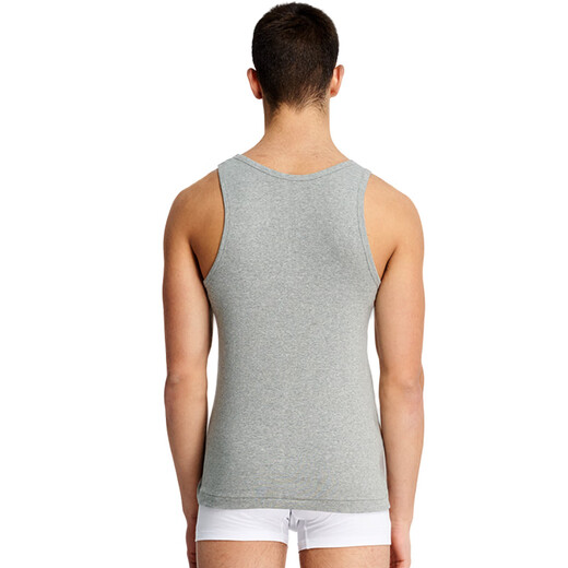 Three-pack two-piece pure cotton vest for men, ribbed elastic, lightweight, breathable, slim-fitting sports inner sleeveless vest, light hemp gray + light hemp gray XL