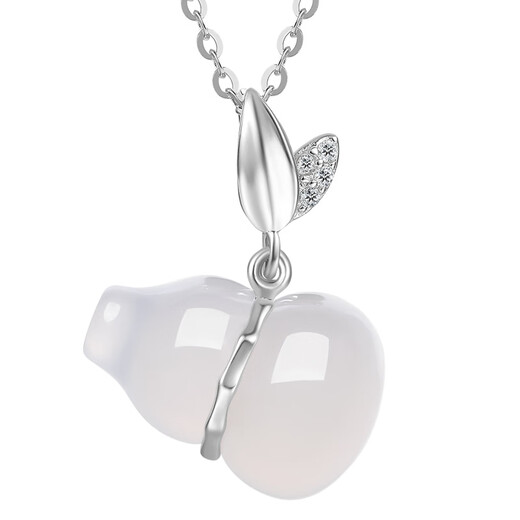 Saturday Fu Fulu Gourd Pendant Women's S925 Silver Necklace Auspicious Chalcedony Pendant Birthday Gift J0612306 40+5cm