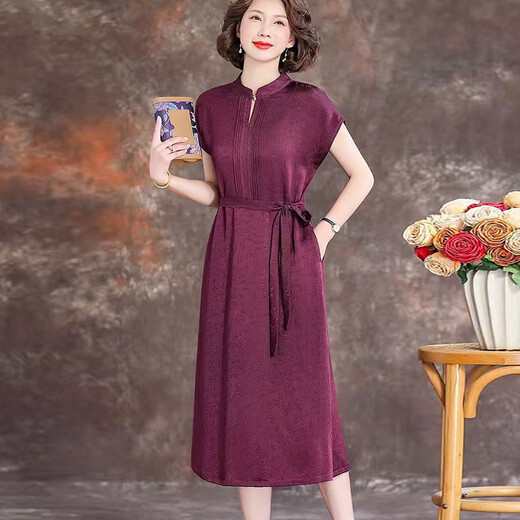 ac mmng light luxury brand Xima's wedding banquet 2025 new mother dress new Xiangyunsha silk modified cheongsam Jiang Zi 2XL 125-140Jin [Jin equals 0.5 kg]