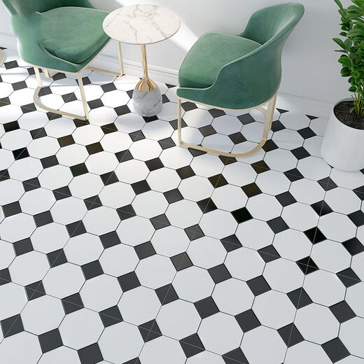 Yusenyi Cerámica completa Nordic 60*60 baldosas de flores en blanco y negro Tienda de ropa de restaurante Baño Anti-Slip Store Tiles de piso resistente al desgaste 6623 600*600