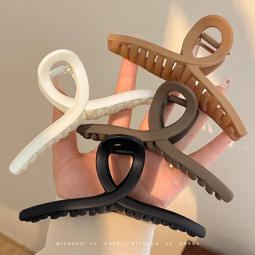 Simple Large Frosted Clip Girls Back of Head Hair Clip Hair Volume Shark Clip 2024 New Hair Clip Headwear 11cm Streamer-Coffee Color