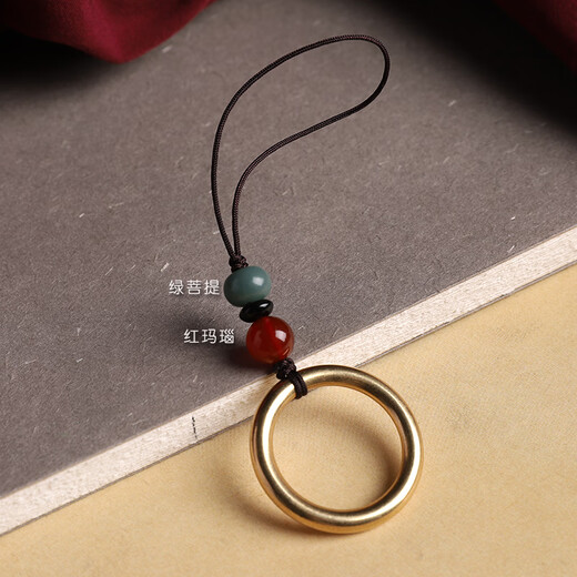 Mr. Ouyang pure brass ring mobile phone ring buckle metal universal dust plug pendant USB pendant anti-lost lanyard mobile phone pendant brass ring-Lvbo