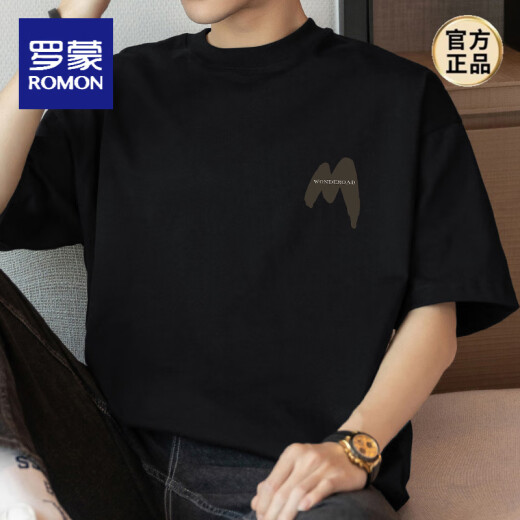 ROMON (ROMON) 260G Camiseta americana de peso pesado Camiseta de algodón de algodón corto de algodón puro de algodón de algodón de manga corta Top de verano de verano.