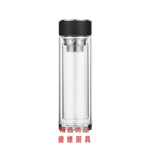 喆炜礼品杯广告透明3.0管加厚泡茶杯印字logo高硼硅水杯制双层玻璃杯 831-褐色众鑫盖3.0管厚实 300ml