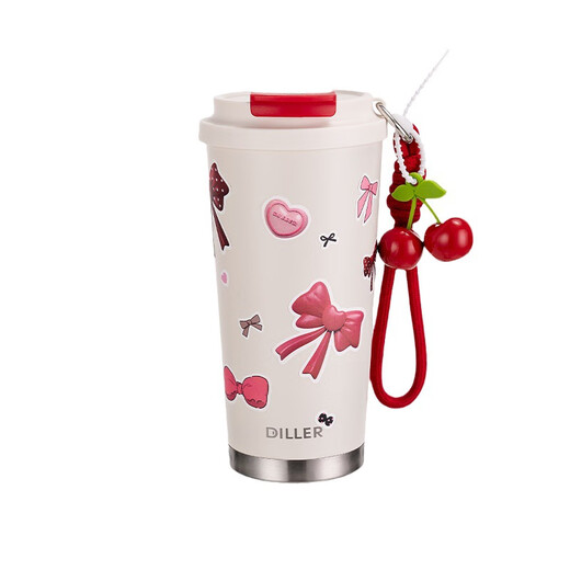 Diller Cherry Thermos Cup 316 Edelstahl Kaffeetasse Beliebtes Wasserbecher großer Kapazität Stroh Cup Cherry Bären Eis Reifenbecher 9221-1,2 l Diller Turtle Thermos Cup Cup