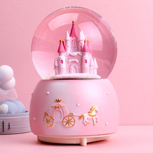 Bombshell Castle Unicorn Crystal Ball Music Box Children's Gift for Little Girls Music Box Toy Girl Birthday Gift Fairy Tale Castle Lights + Music + Hand-cranked Snowflakes
