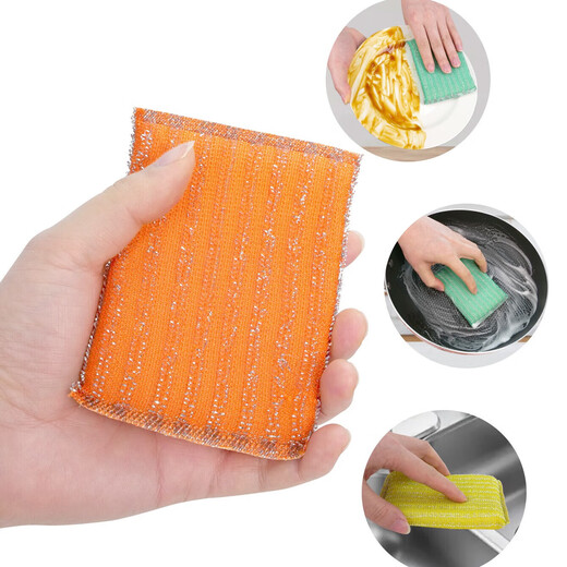 Kitchen cleaning sponge, scouring pad combination, double-effect and durable, reusable cleaning sponge, mixed color, yellow and green sponge, 5 pieces