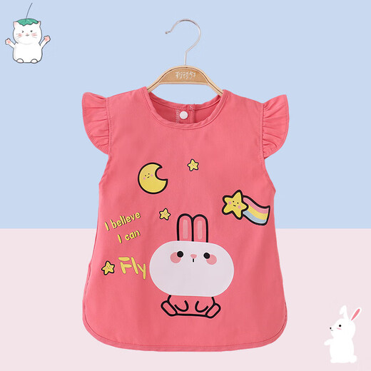 Babero para comer bebés, impermeable y sucio, camisa de bebé delgada, linda piel de conejo en polvo, talla 110 (recomendado para 3-5 años)