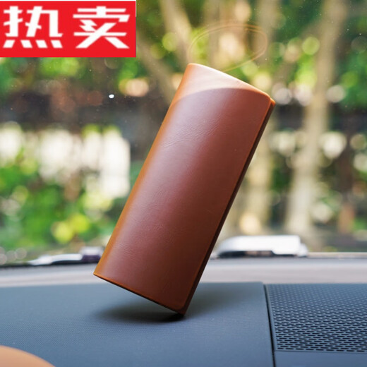 胖东来品质手工疯马皮PU皮质眼镜盒便携抗压收纳盒男女光学眼镜 咖啡色