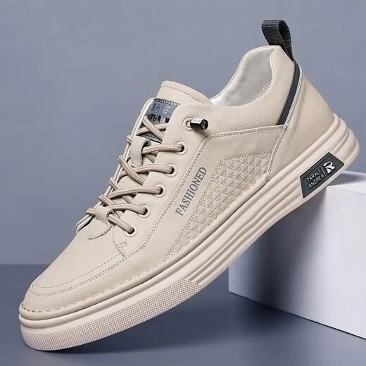 Prince Yierkang 2025 spring and summer new men's shoes, gold plate shoes, breathable white shoes, men's casual fashionable leather shoes, men's casual shoes, 23901 white sports shoes size 42 standard sports shoes size