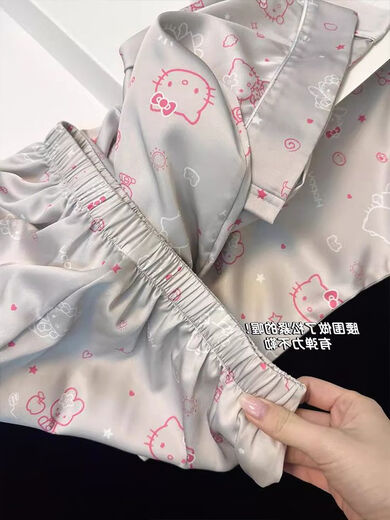 Orende French High-End Hellokitty Ice Silk Pyjamas für Frauen im Sommer kann neuer Stil im Internet im Internet-Kleidungsstil FY-3937 [Kurzärärmel-Shorts] XL [Empfohlen 120-135 Jin [Jin Equals gleichen 0,5 kg] getragen werden]