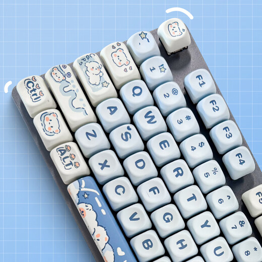 罗技（Logitech）K845机械键盘背光有线键盘 游戏电竞键盘 茶青红轴键盘DIY键帽 办公游戏键鼠套装 全尺寸104键盘 K845-冰淇淋小熊键帽 青轴