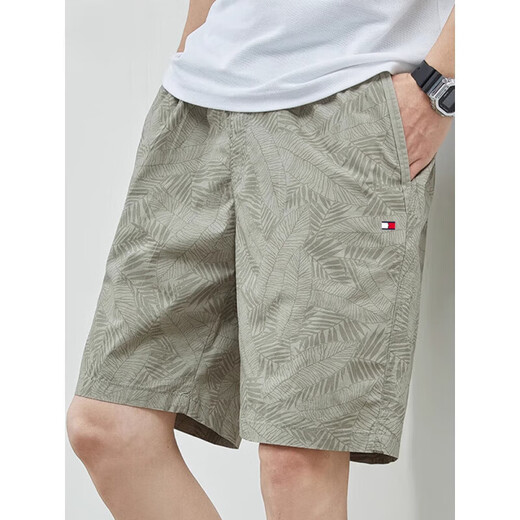 TO MMY HWAKETOMMYBULL American Tommy Tommy Summer Pure Cotton Men's Five-Cut Shorts Casual and All-Match Loose Beach Pants 9215 Top-Blue XL (Suggested 135-155Jin [Jin equals 0.5 kg])