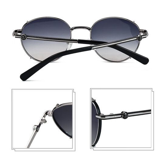 QBLU QIANBAILU Europäischer und amerikanischer Retro -Trend Sonnenbrille für Frauen polarisierte Metall Sonnenbrille Sonnenschutzbrille C2 Flaches Gungrau Blau